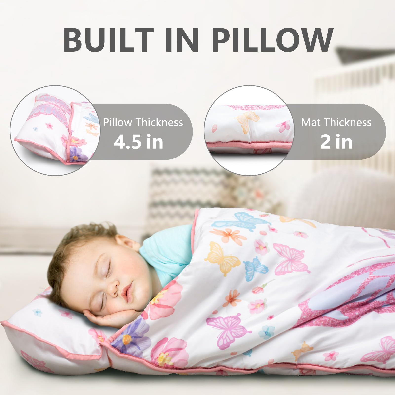 PRIMLECT all-in-one nap mat with blanket and pillow for streamlined rest time.