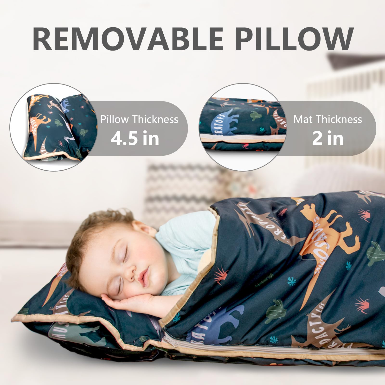 Elastic bands and carry handle on PRIMLECT nap mat for portability
