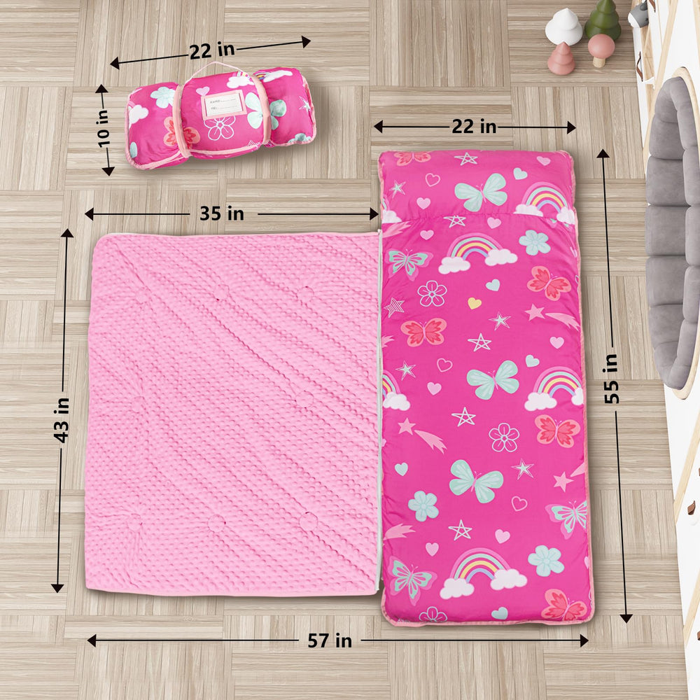 PRIMLECT nap mat elastic bands and carrying handle in use