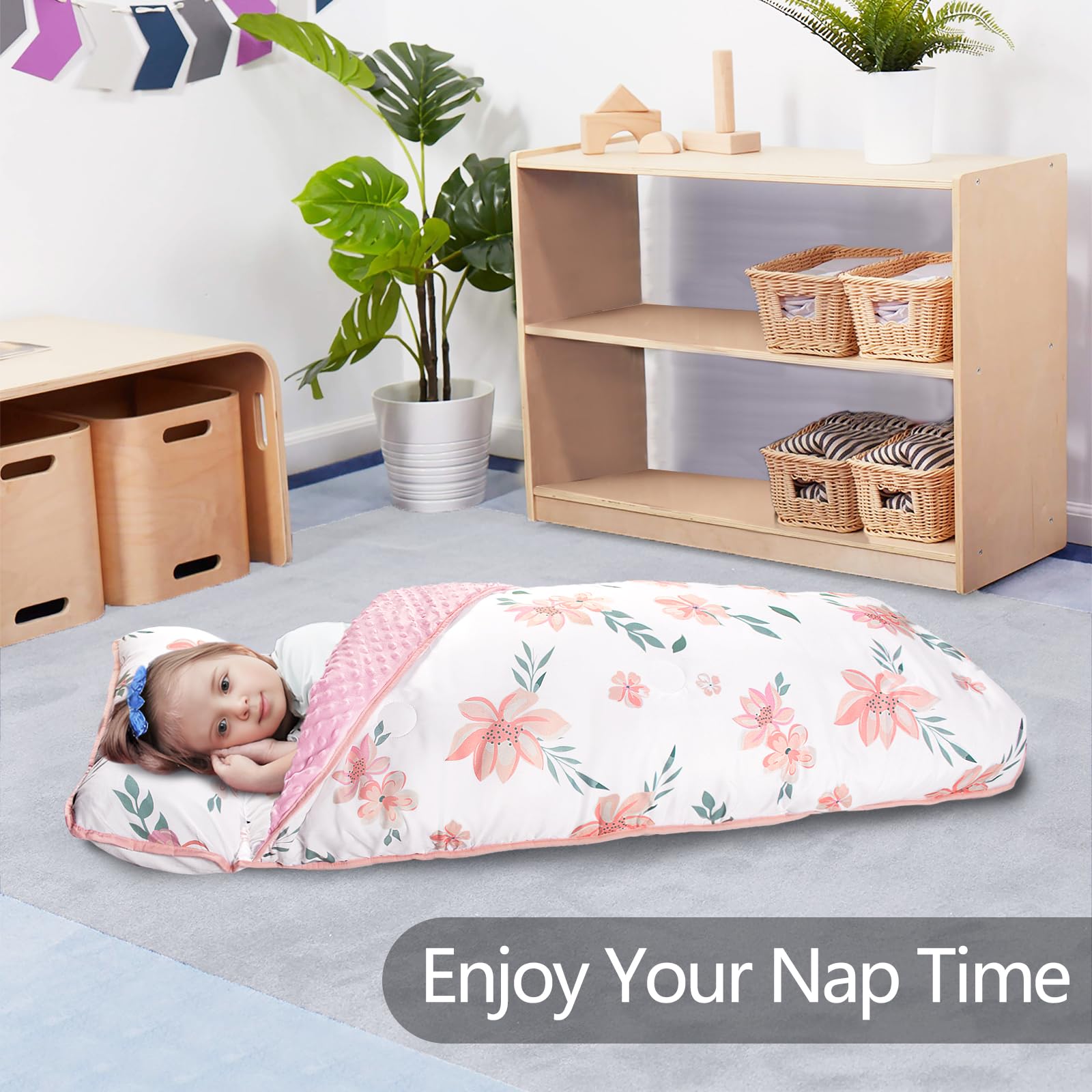 Primlect nap mat with soft minky dot lining for cozy comfort