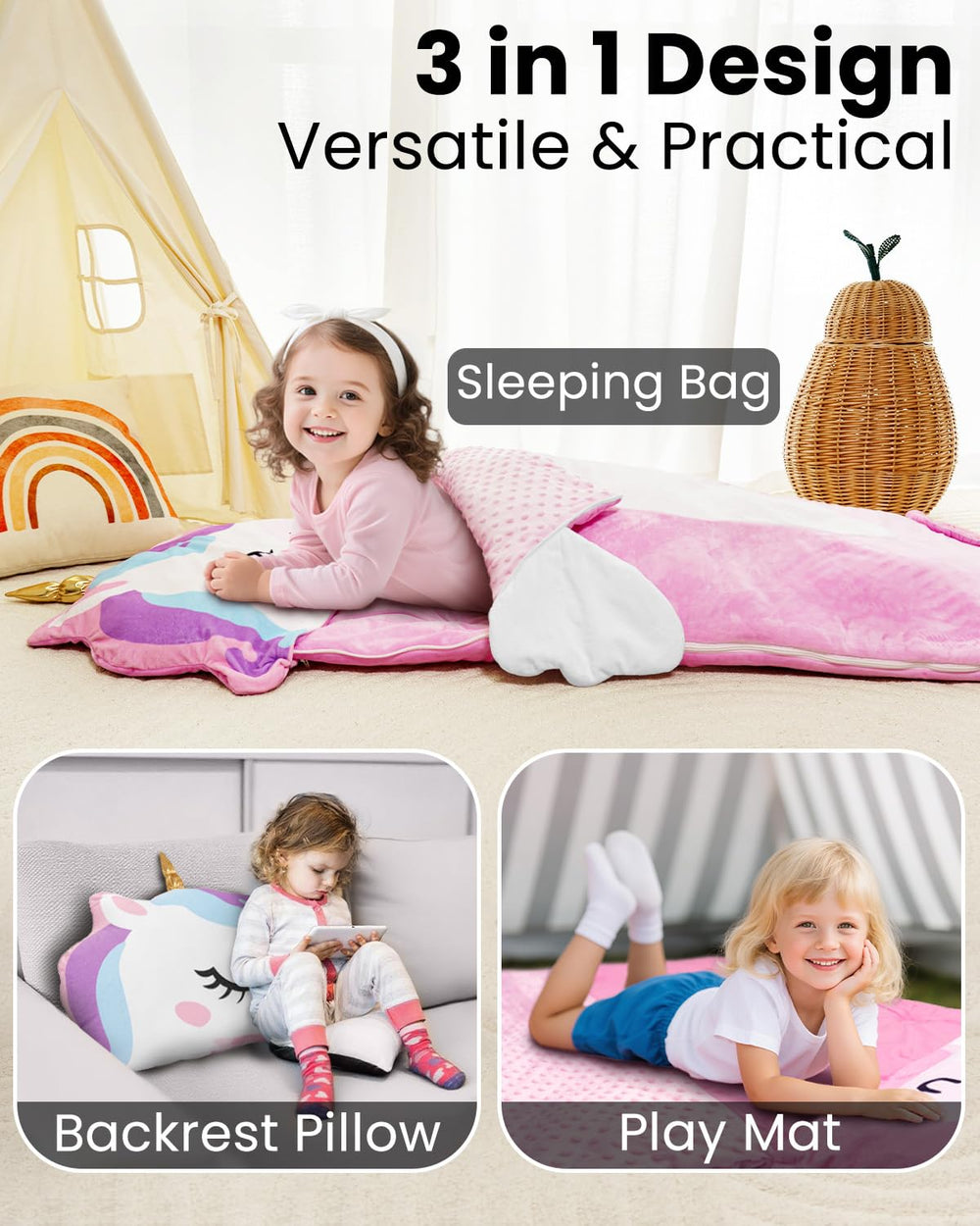PRIMLECT plush animal unicorn nap mat with cozy lining for comfy preschool days.
