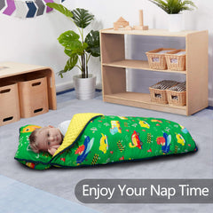 PRIMLECT nap mat rolled with sturdy handle for easy transport.