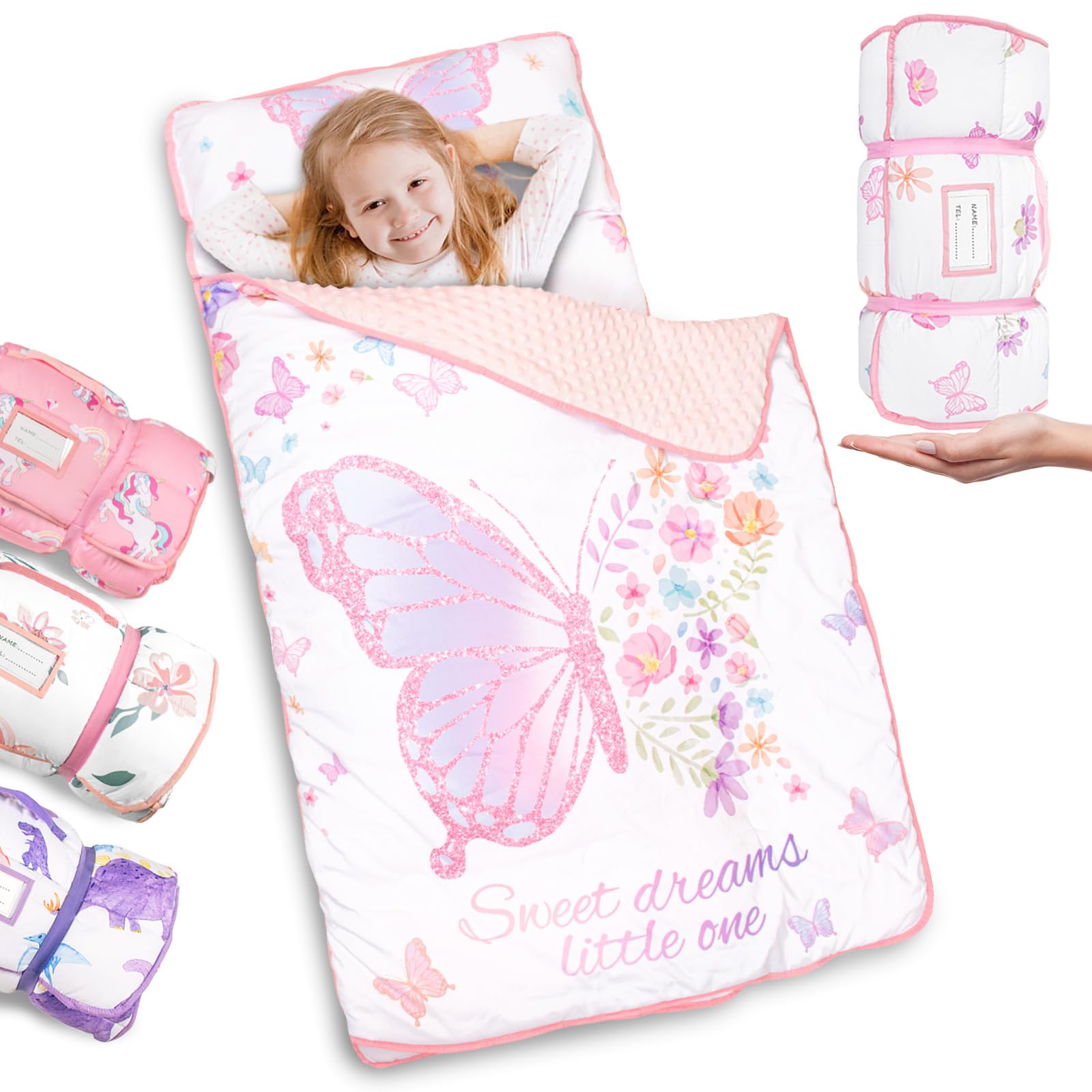 PRIMLECT nap mat with roll-up handle for easy daycare transport.