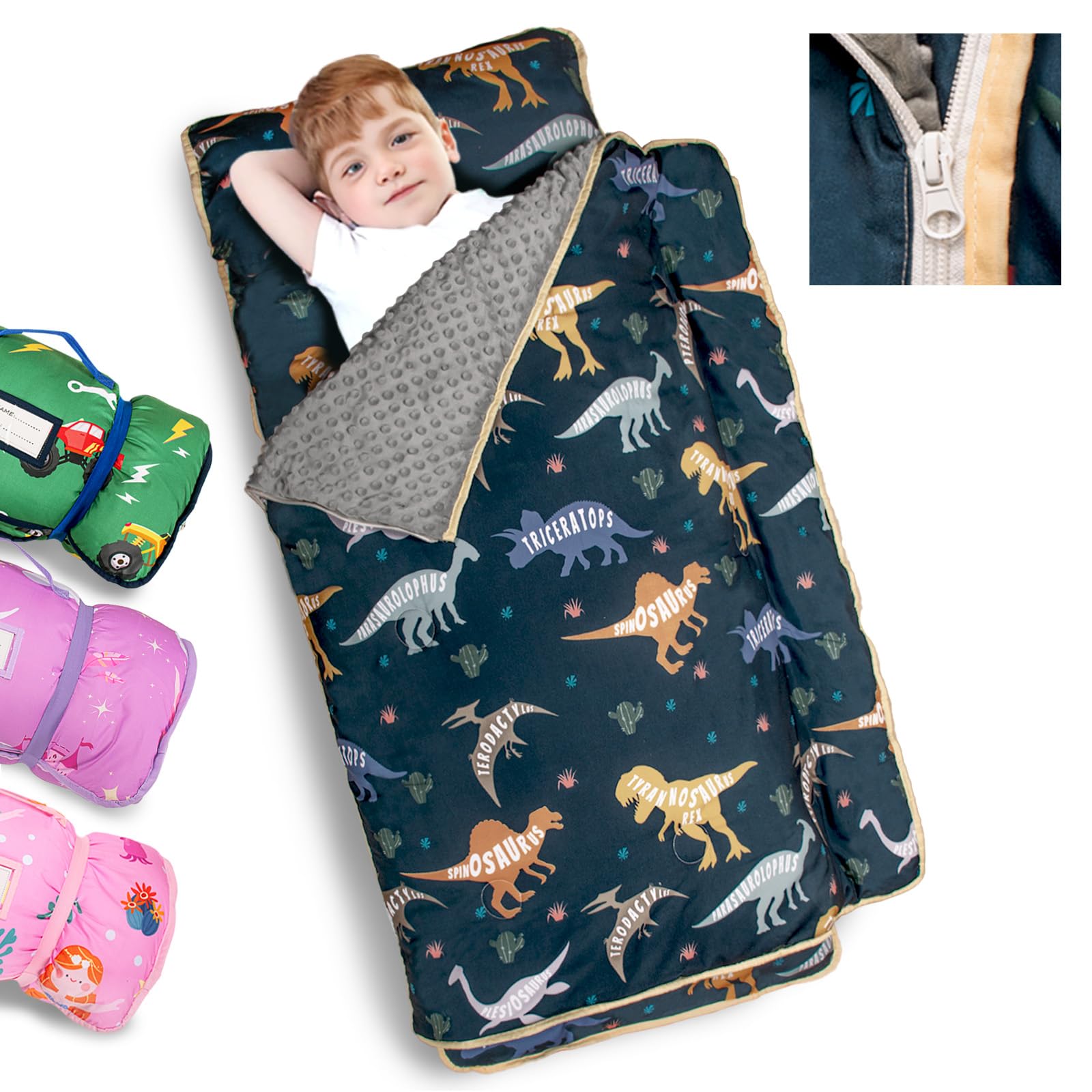 PRIMLECT toddler nap mat with dinosaur design, ideal for daycare naps