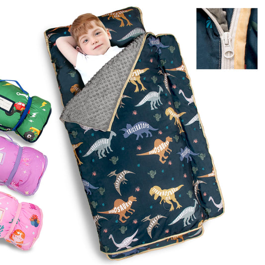 PRIMLECT toddler nap mat with dinosaur design, ideal for daycare naps
