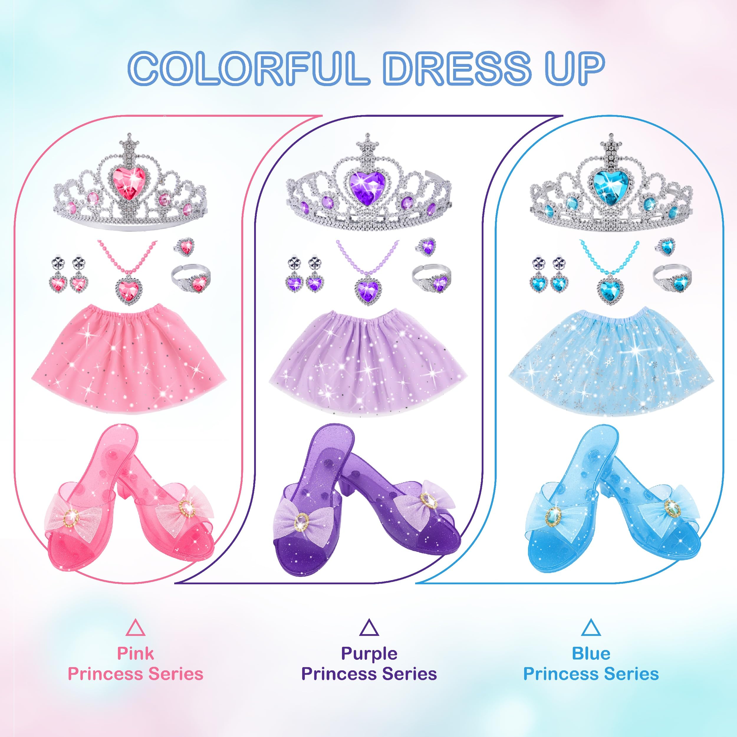 Accessories arranged beside the storage box for the Princess Dress Up Set