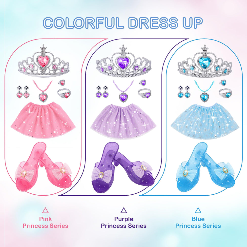 Accessories arranged beside the storage box for the Princess Dress Up Set