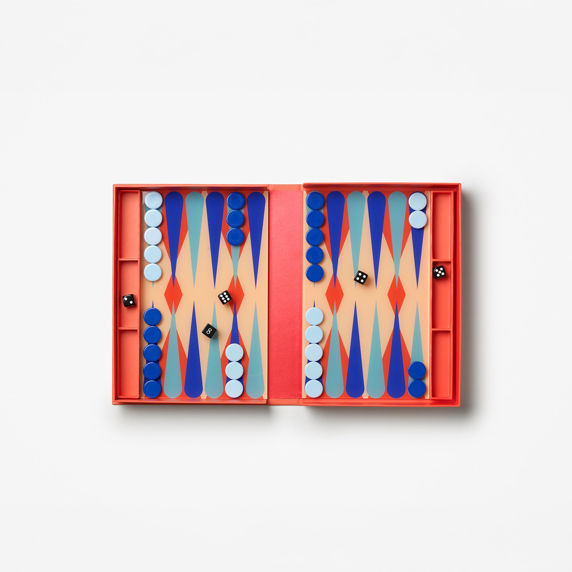 PrintWorks Art of Backgammon includes 30 acrylic pieces for immediate gameplay
