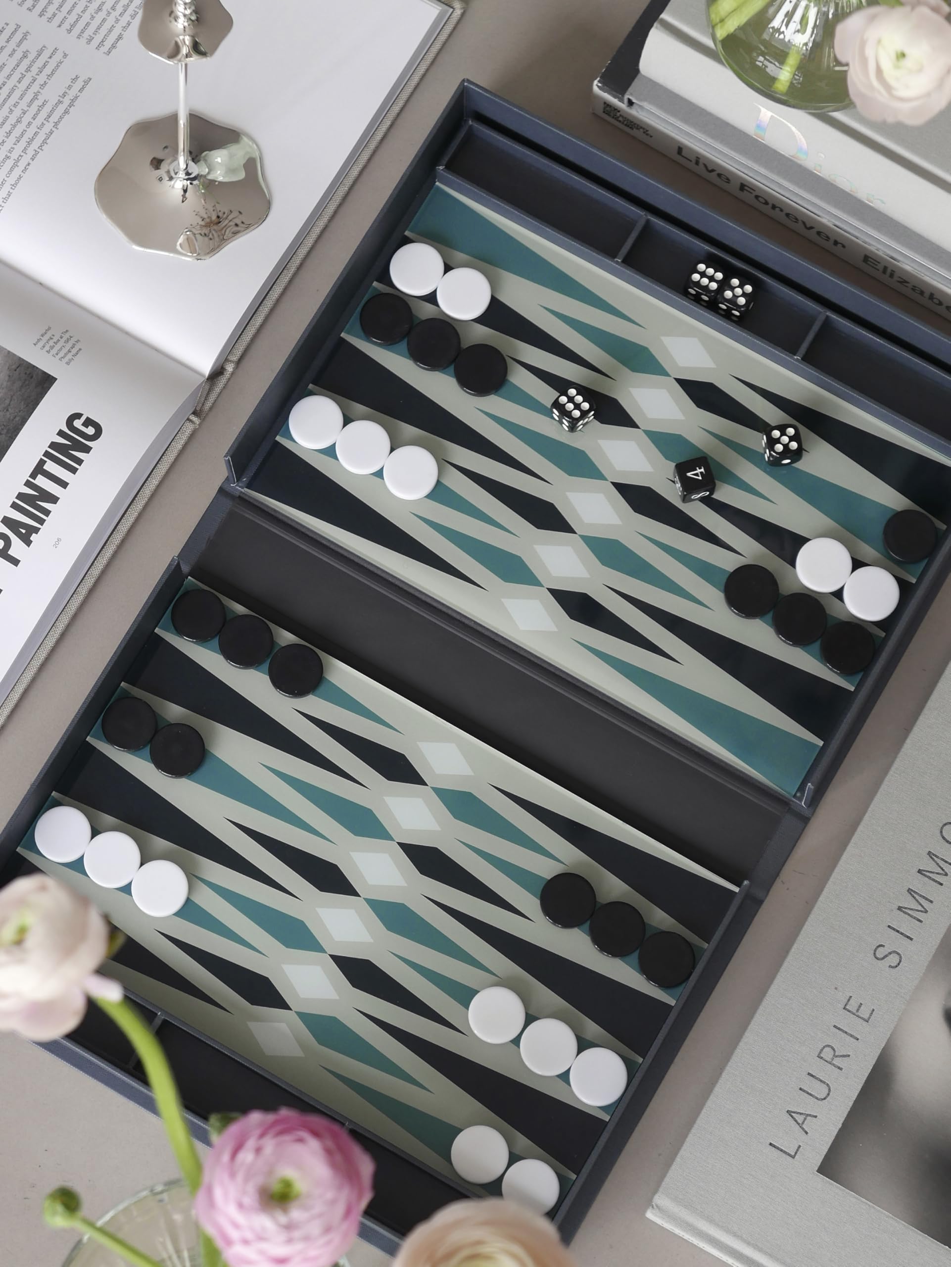 PrintWorks Classic Backgammon compact travel case ideal for gifting or trips