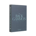 PrintWorks Classic Backgammon open book-style board in grey and blue acrylic for stylish tabletop play