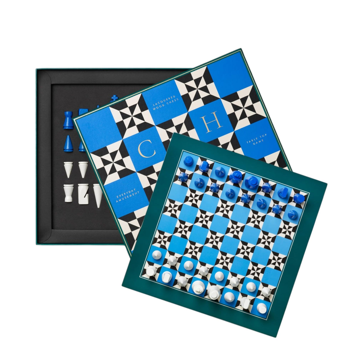 PrintWorks Poseidon lacquered chess board with bold multi-color squares for modern play