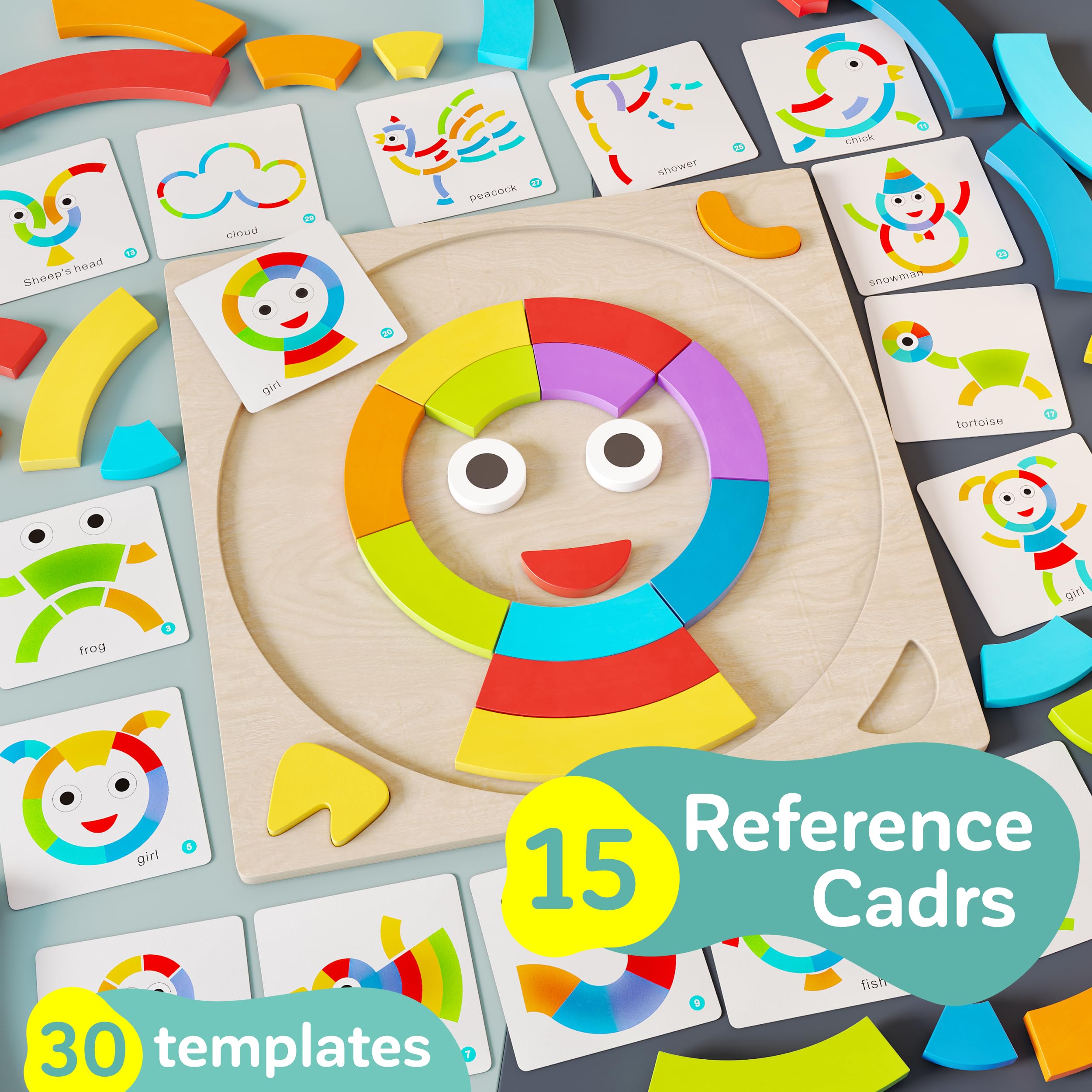 PRO100HOME varied-size semicircular blocks spark concentration and spatial thinking.