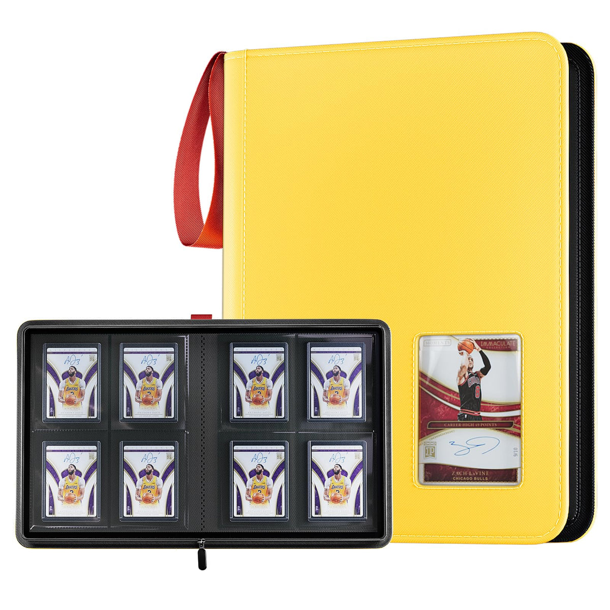 ProCase yellow 4-pocket top loader binder with durable cover for safe card storage.