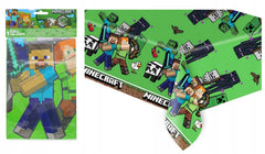 PROCOS Minecraft table cover - angled view with vibrant game-themed decor for parties.
