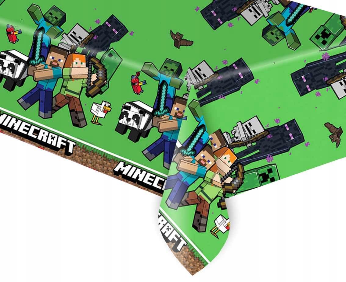 PROCOS Minecraft table cover side profile, ideal for easy cleanup after celebrations.