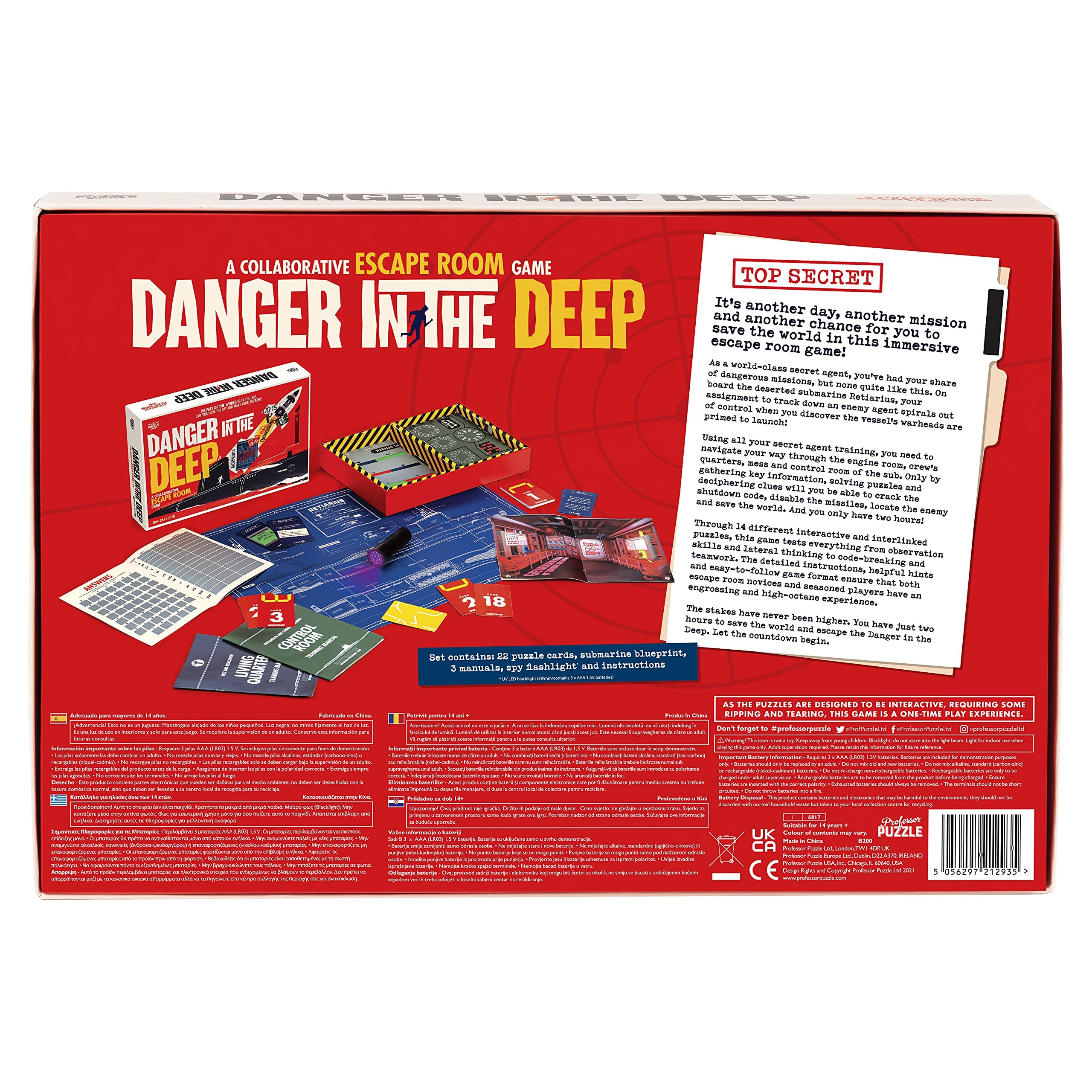 Professor PUZZLE Danger in The Deep game cover sets the theme