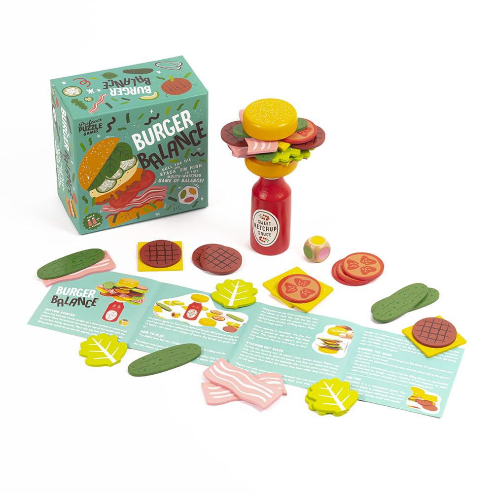 Professor PUZZLE Burger buns wooden pieces enable tall stacks