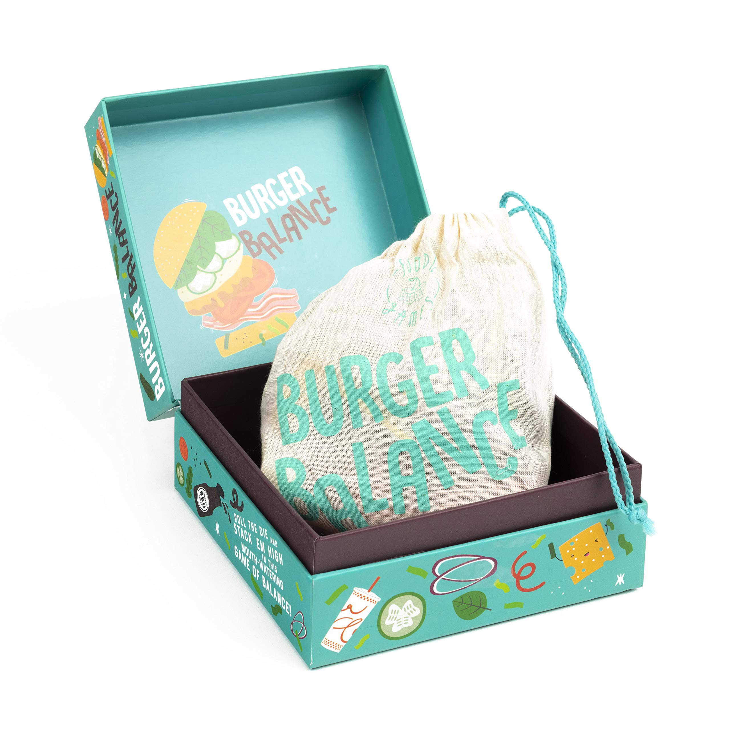 Professor PUZZLE Burger Balance die roll guides ingredient selection