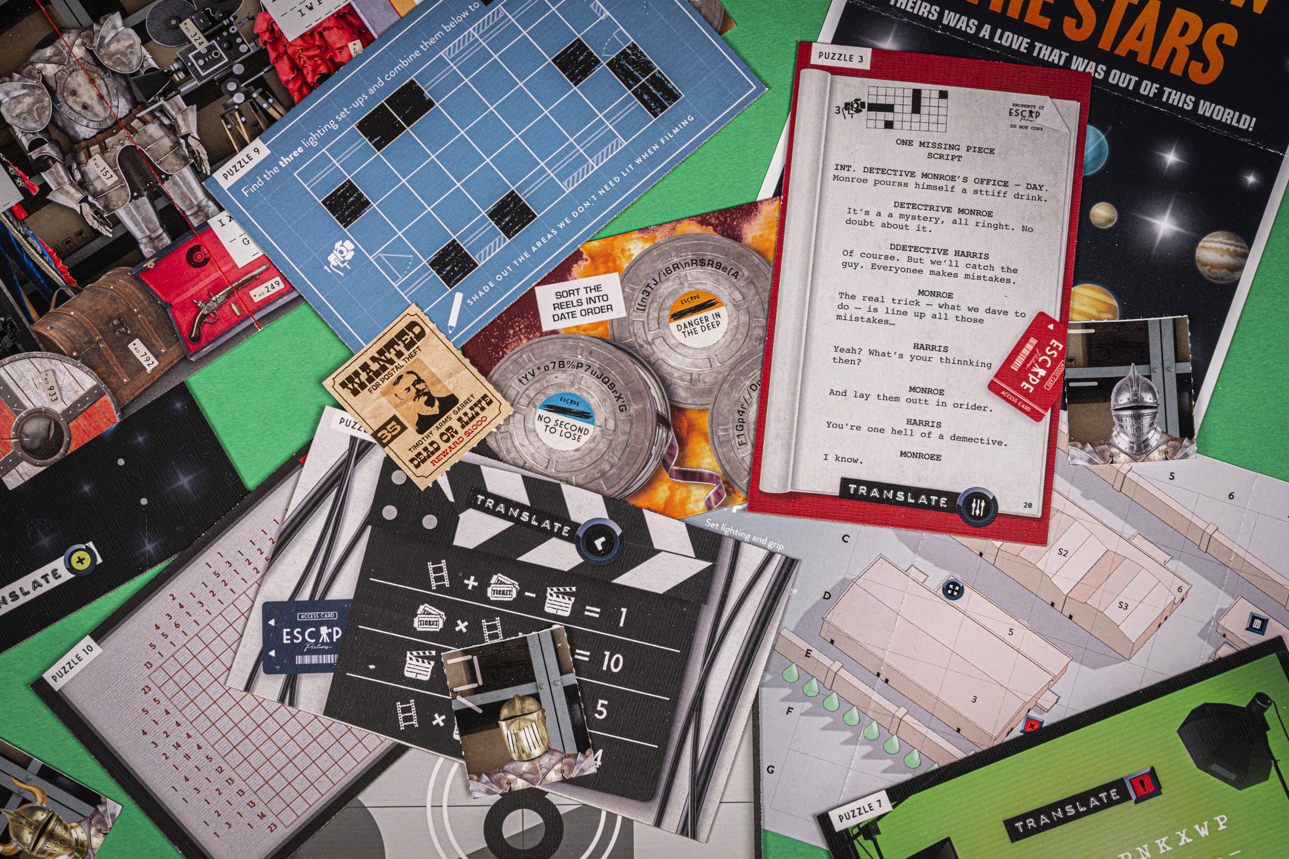 Professor Puzzle Movie Studio escape-map hints at routes to victory and safe exit.