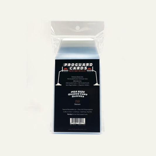 ProGuard Cards PSA perfect fit sleeves pack protects slim slabs with acid-free polypropylene.