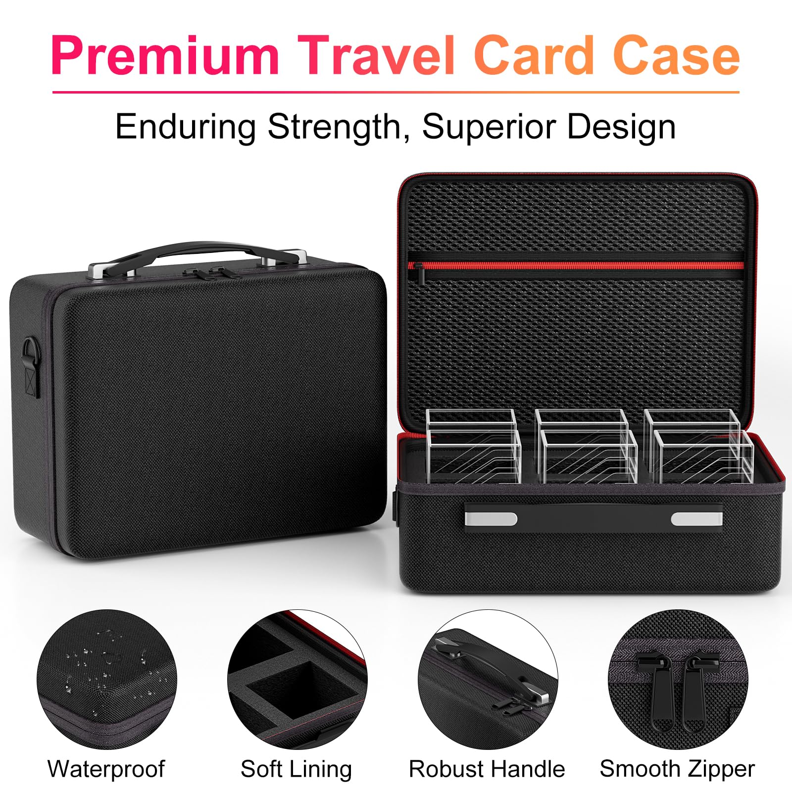 Proijeut holds 600+ double-sleeved cards for large collections.