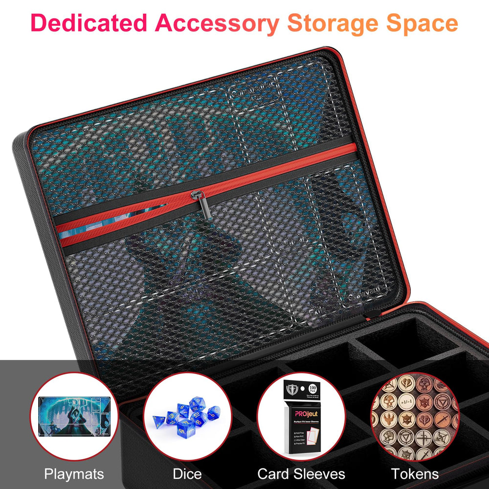 Proijeut 12-slot design with dividers simplifies card sorting and access.
