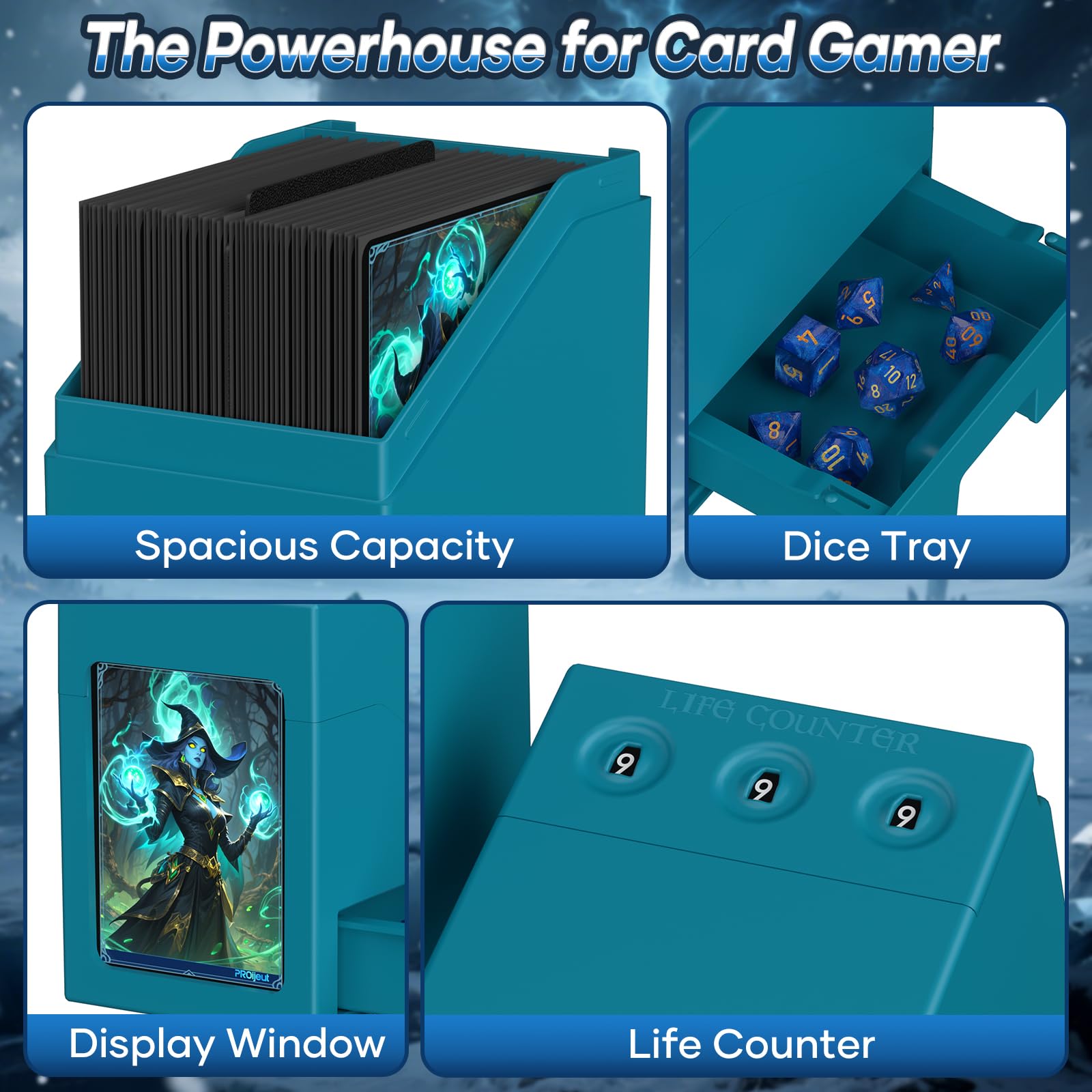 Proijeut MTG deck box commander display showcases your top card.