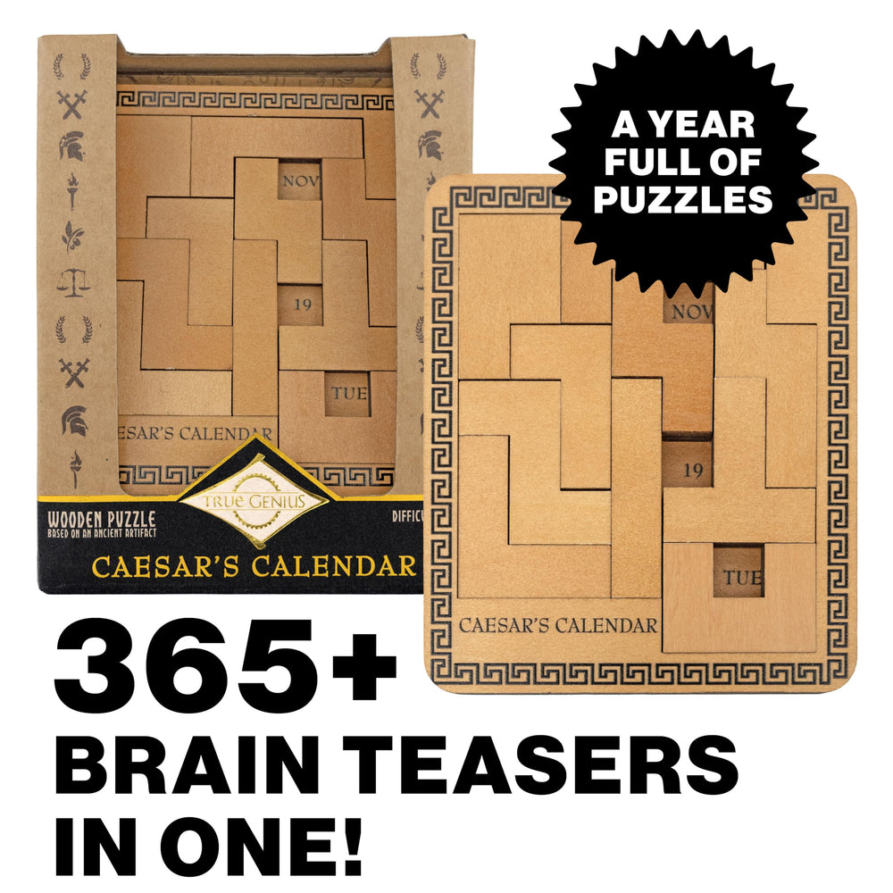 Project Genius Caesar's Calendar daily challenge tangram pieces sharpen visualization each morning.