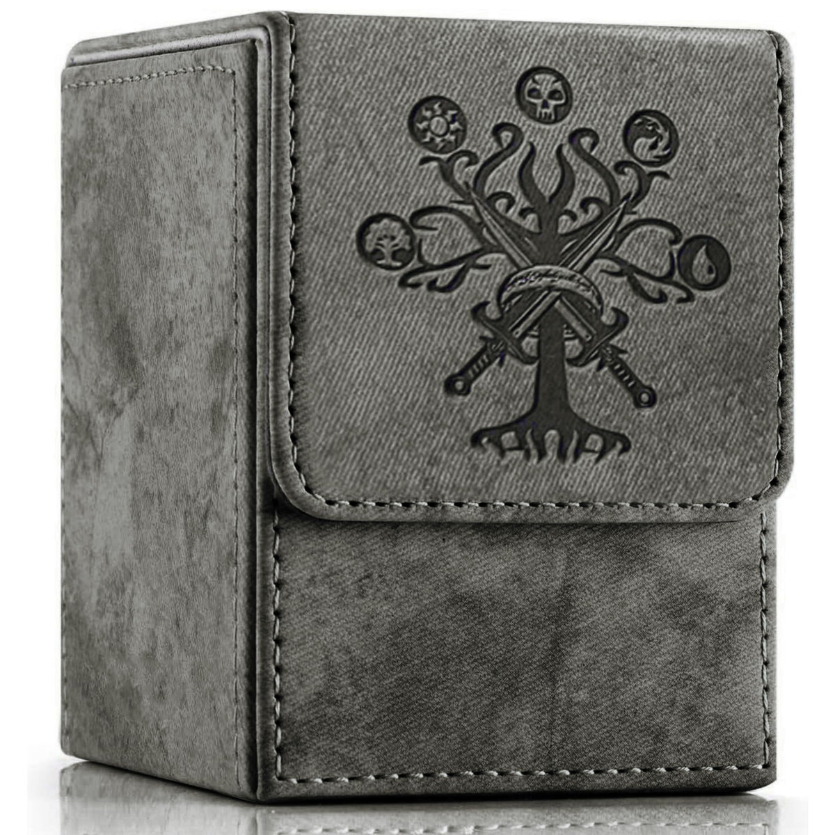 PROMAXIBINDER deck box front view with dark grey tree design for MTG cards