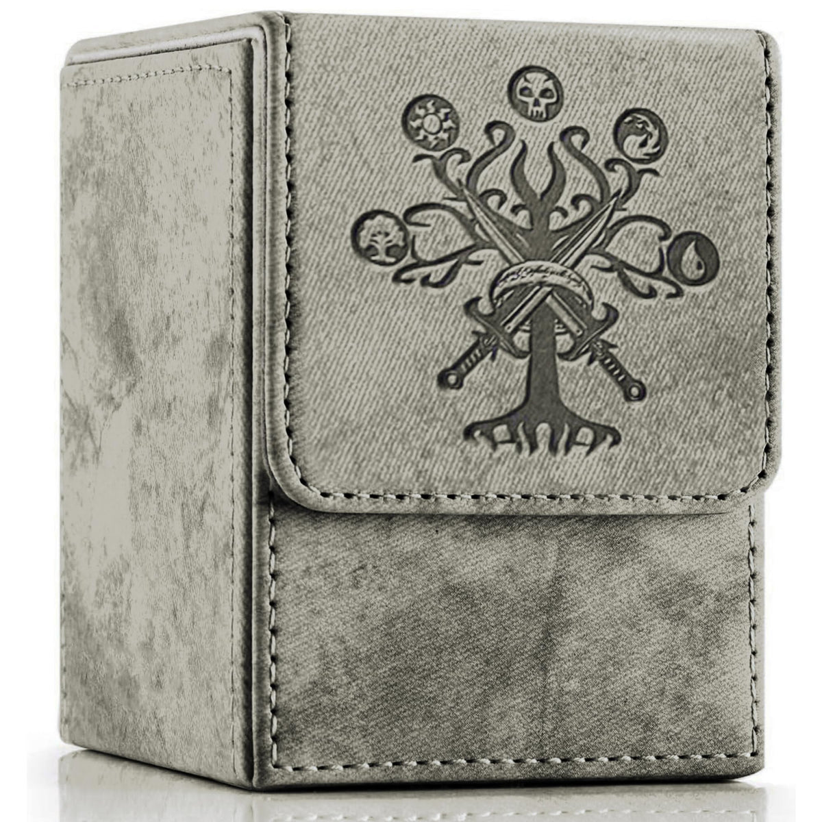 PROMAXIBINDER MTG deck box exterior in grey tree design, built for travel protection.