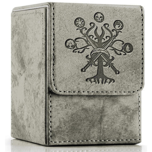 PROMAXIBINDER MTG deck box exterior in grey tree design, built for travel protection.
