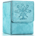 PROMAXIBINDER MTG deck box front view in sky blue with tree motif protects cards on the go.
