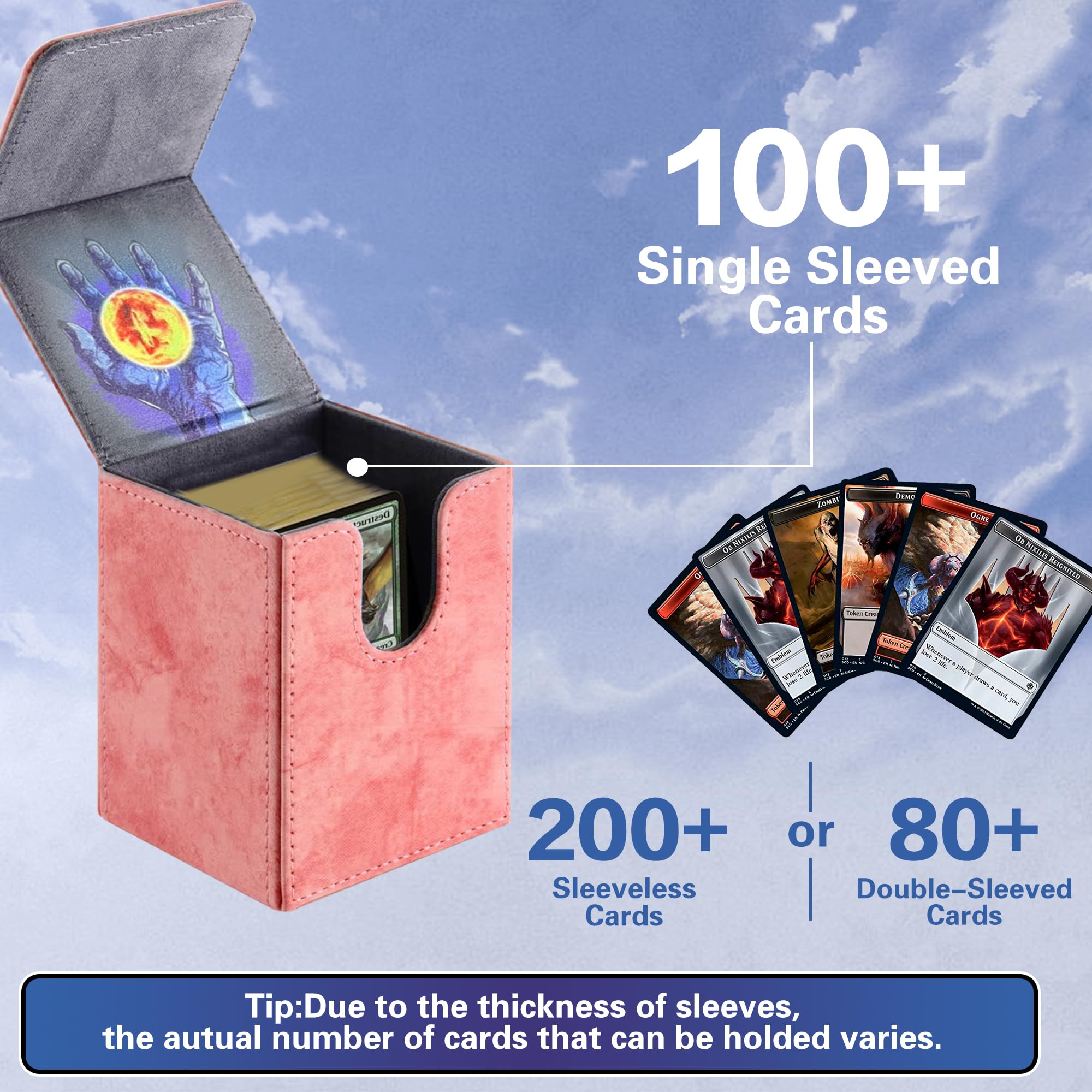 Promaxibinder MTG deck box pink tree interior with microfiber lining protects cards gently