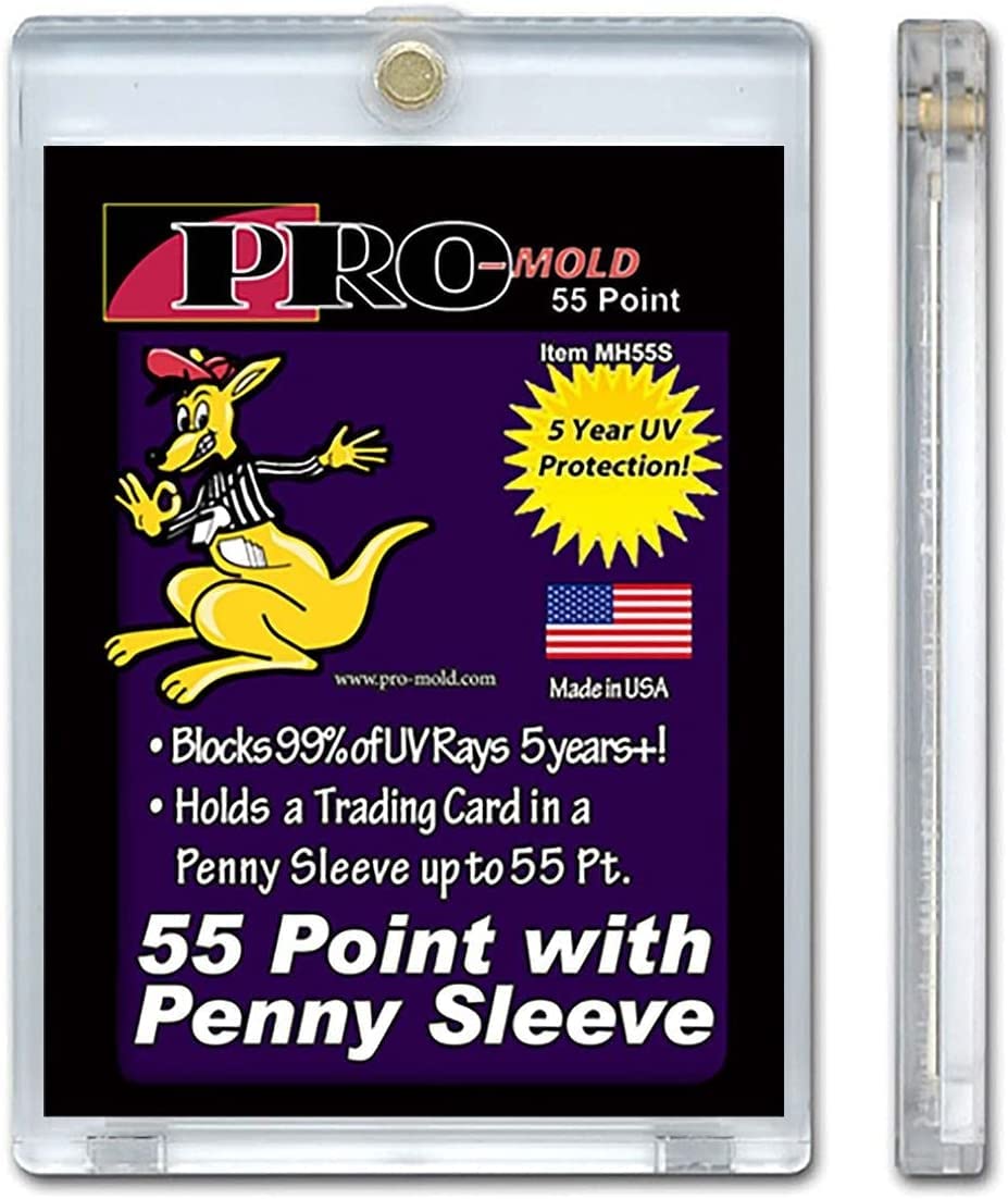 Pro-Mold 55pt magnetic card holder closed with gold magnet securing sleeve.