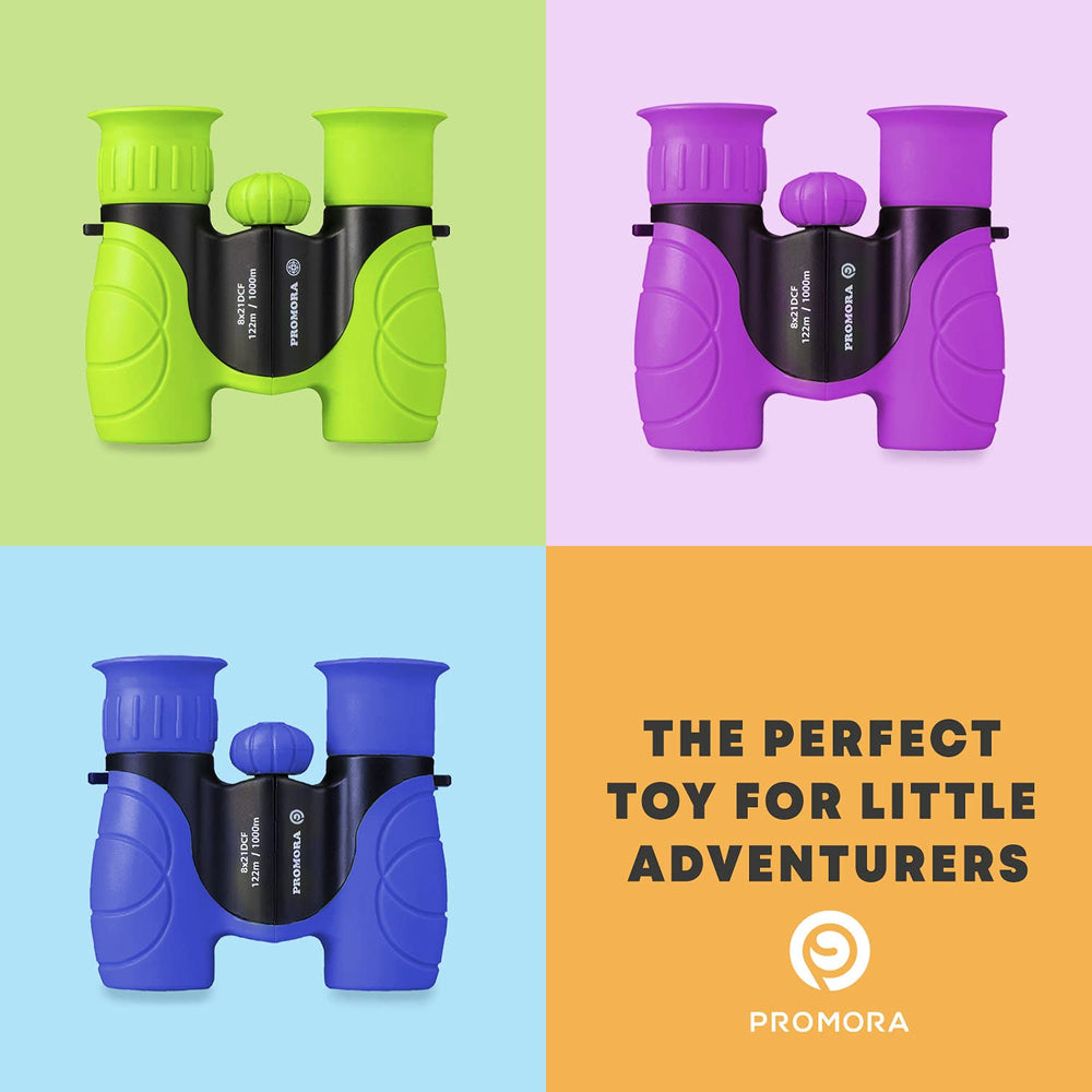 Promora Kids Binoculars 8x21 cloth bag stores gear for family outings.