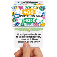 Prompta 400 Silly Conversation Cards set front view, ideal for family game nights.