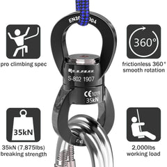 PROND Swing Swivel enables 360-degree rotation to prevent rope twist and knotting.