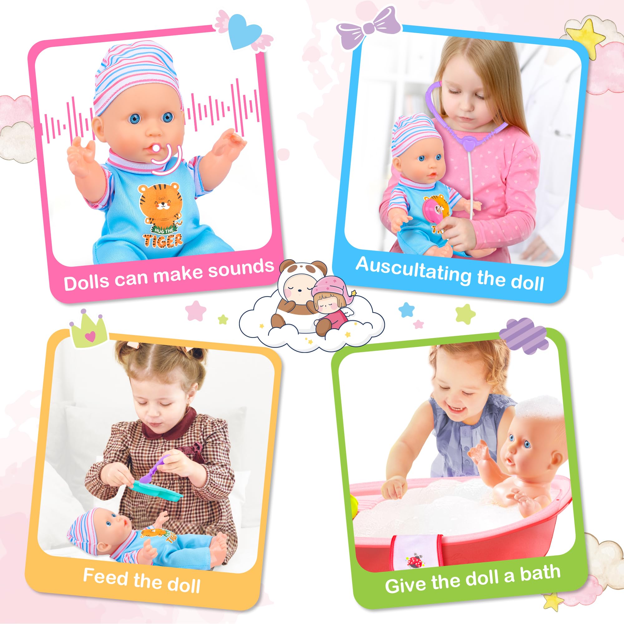 PROOU bathrobe accessory enhances pretend care routines and cuddly moments.