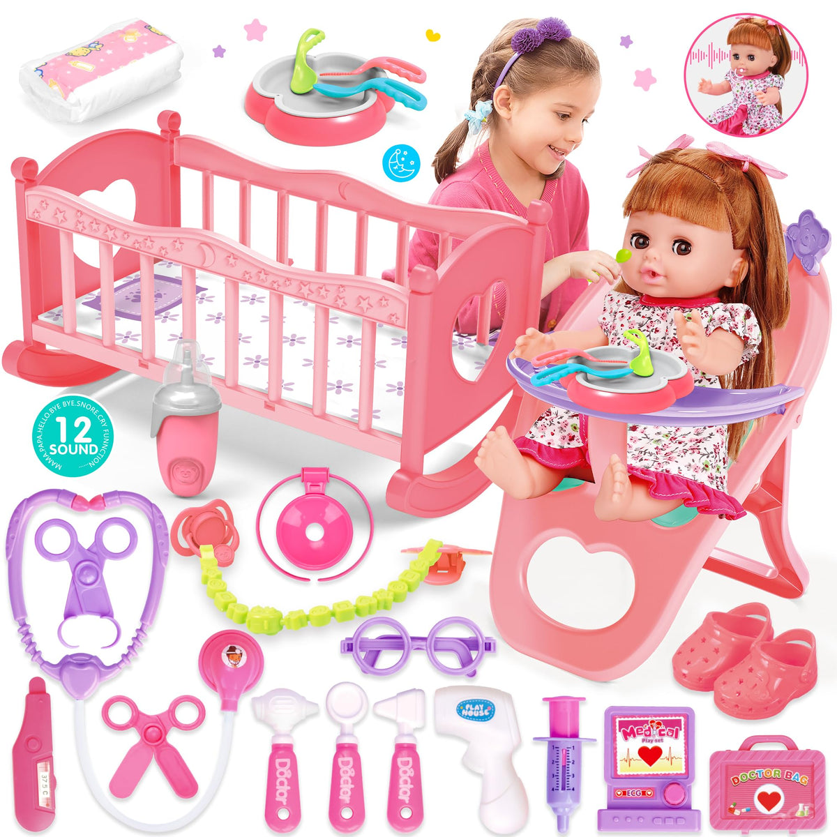 PROOU baby doll set viewed in full for imaginative care play