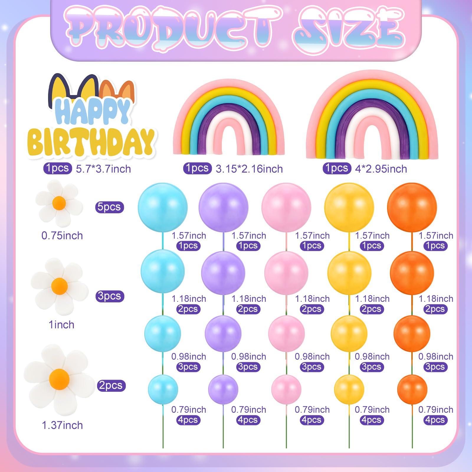ProSuites rainbow cake topper for vibrant party dessert accents