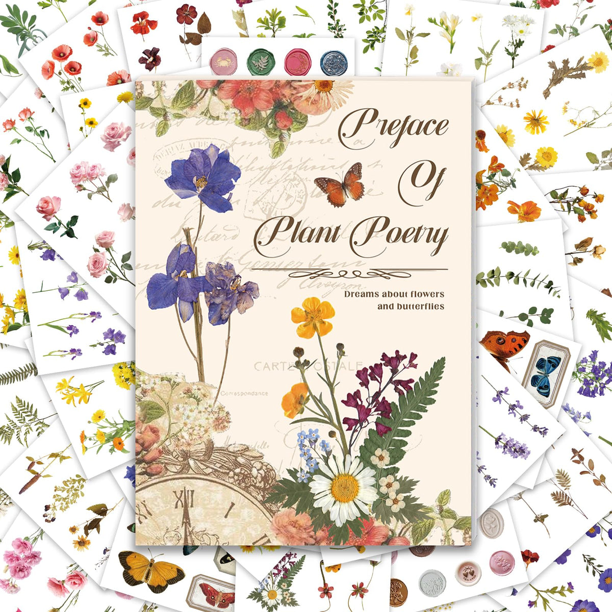 PRSTINCOL Flower Sticker Book cover—vibrant florals for creative journaling.