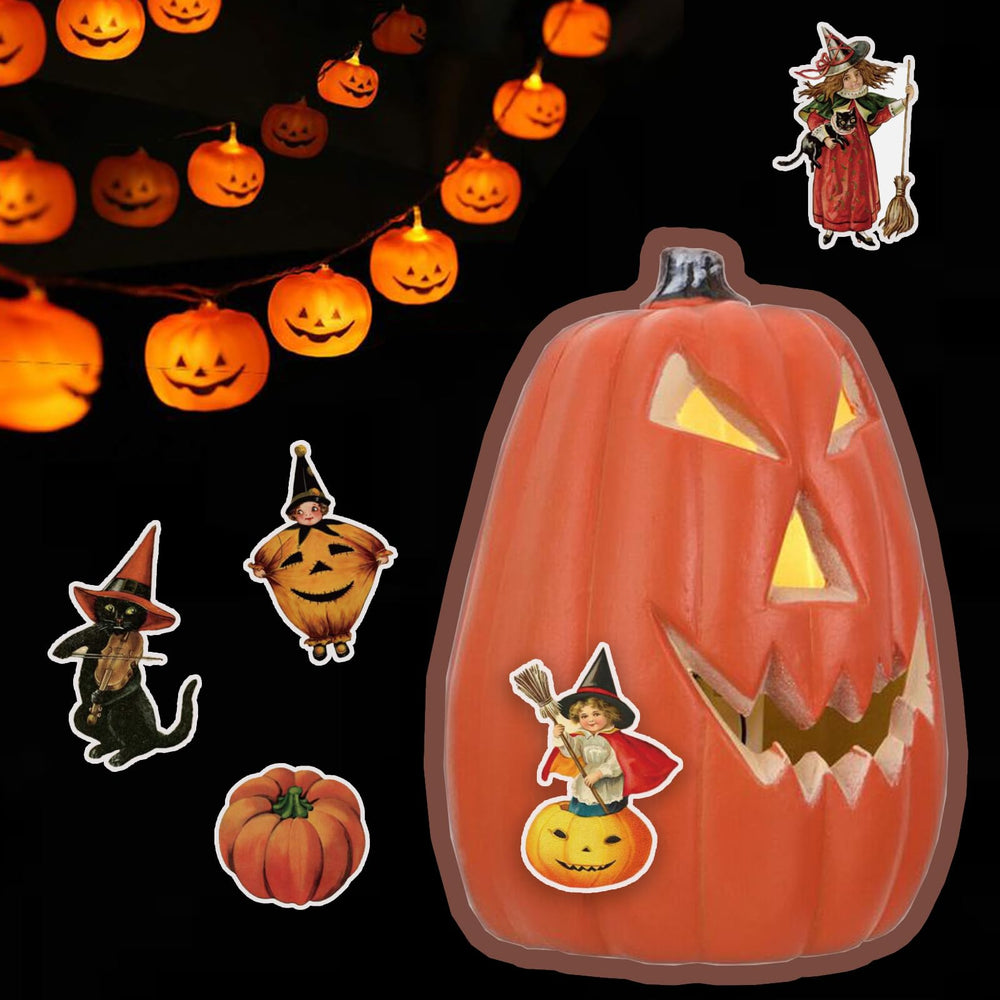 PRSTINCOL vintage Halloween designs: long-lasting decals for windows and journals.