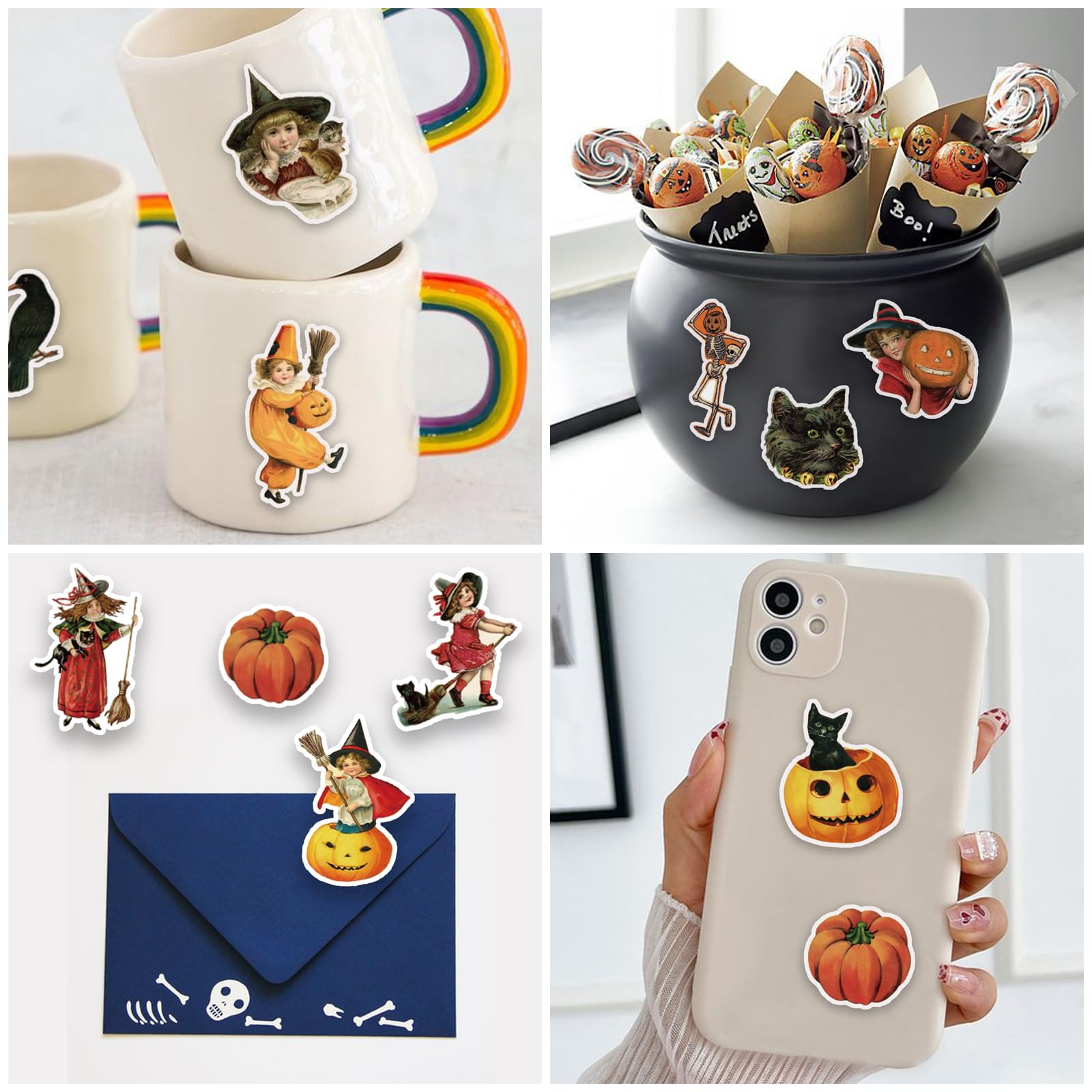 PRSTINCOL retro pumpkin stickers: perfect for festive cards and gift wrapping.