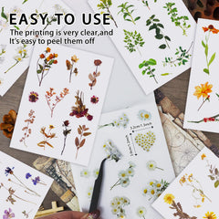 PRSTINCOL Vintage flower stickers close-up—colorful patterns for crafts.