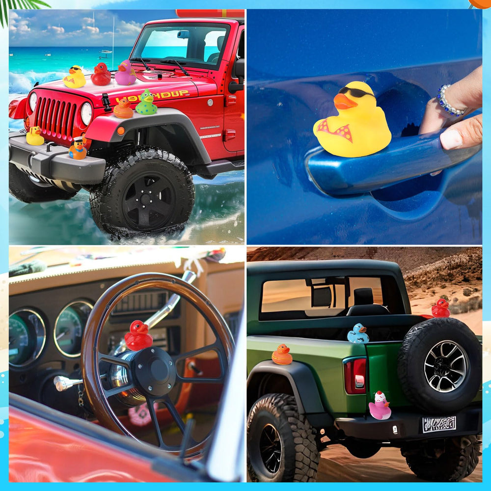 Prudiut car dashboard ducks decorate rides while spreading happiness.