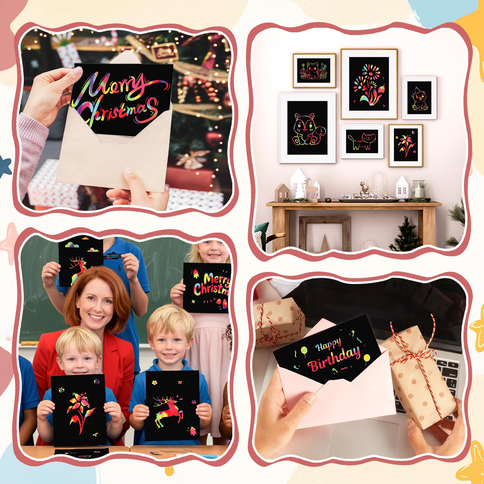 Gift-ready Prudiut rainbow scratch art set packaging for birthdays or holidays.