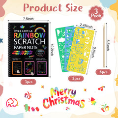 Prudiut rainbow scratch art stencils demonstrate easy shapes for budding artists.