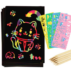 Prudiut Scratch Art Rainbow front view reveals vibrant colors for quick creativity.