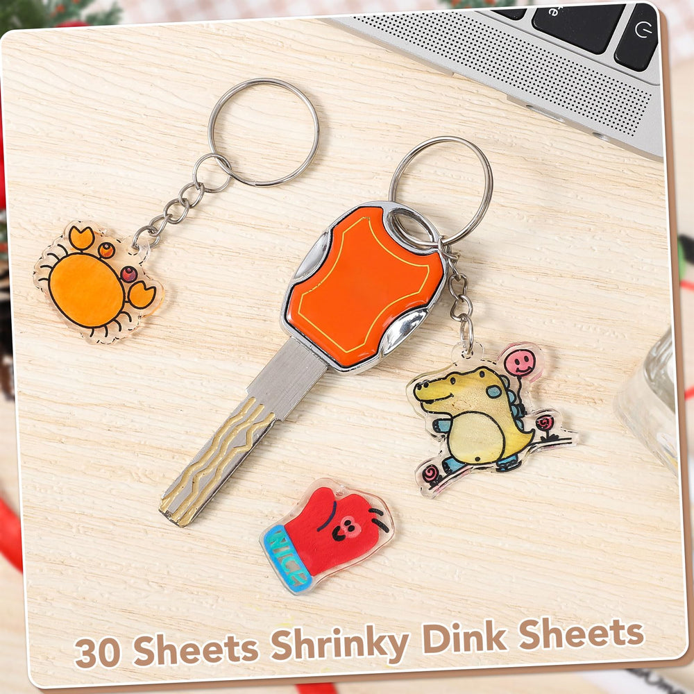 Prudiut finished shrink art after heating shows small durable charms.