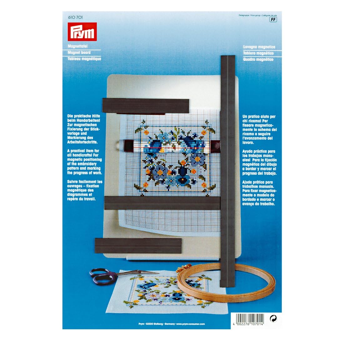 Prym magnet board 12x8 stabilizes embroidery patterns during planning